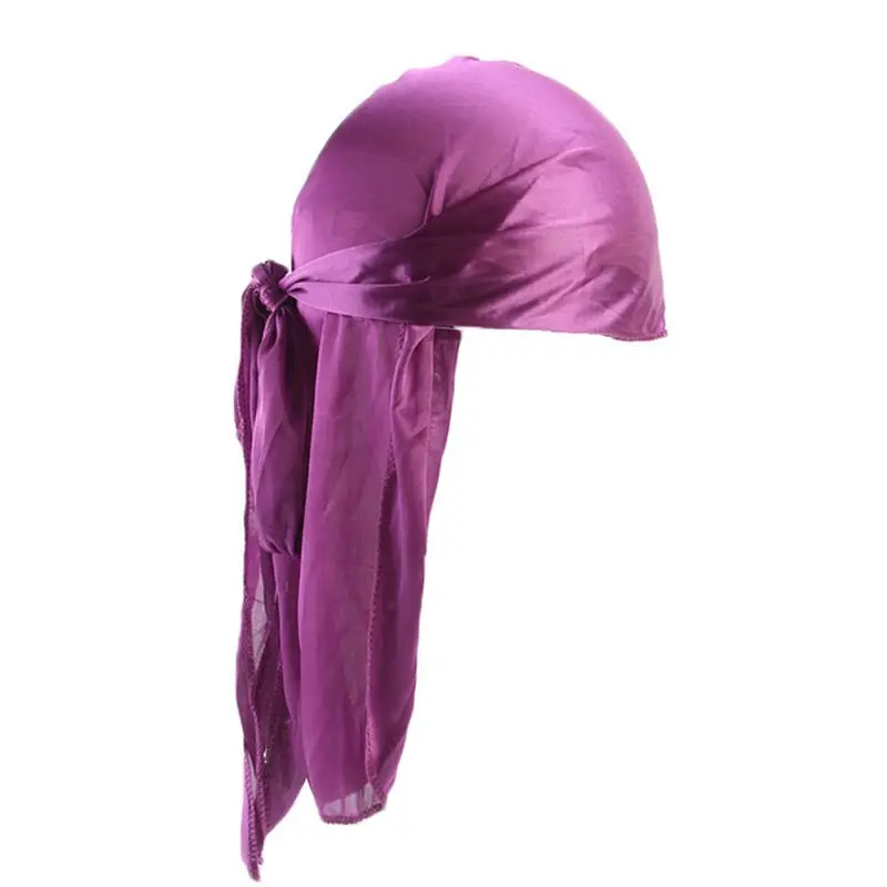 Мотоциклетные бандана шапочки бини длинный хвост Регулируемая полиэфирная имитация шелка Байкерская шляпа Головной Платок Doo тряпки головной убор костюм - Цвет: Фиолетовый