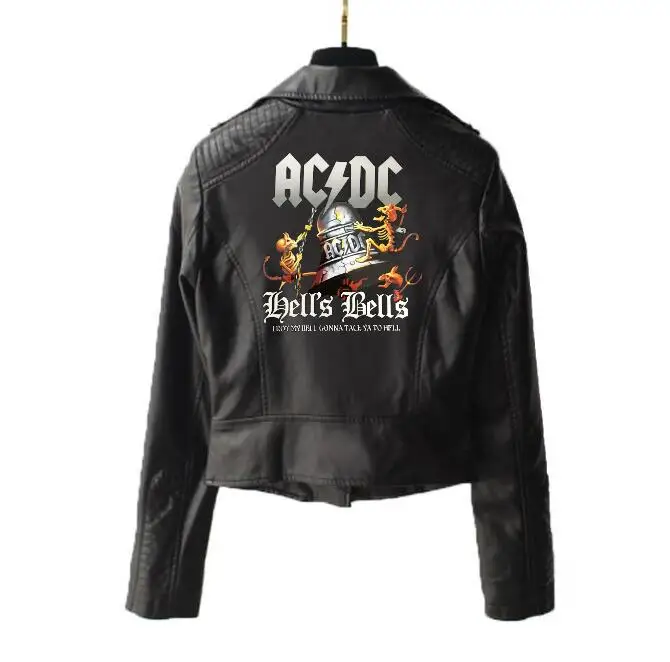 Модная брендовая Новая женская короткая куртка ACDC clock кожаная героиня черная