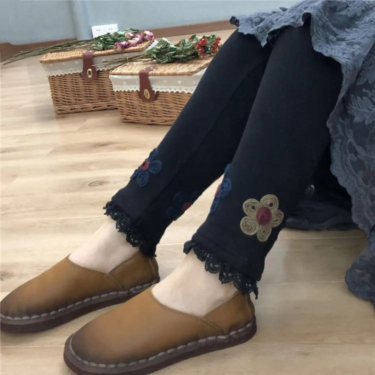 Mori Girl Lolita Lace Flower Loose Leggings Sweet Basic Elastic Waist