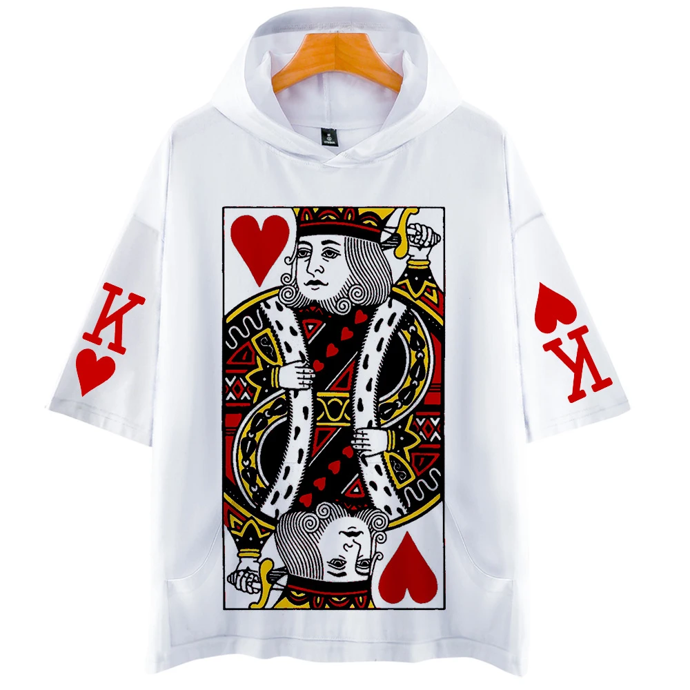 

2019 New Style of 3D Poker printing Summer Hoodies Women and Men Clothes 2019 Hot Sale fashion Hooded Short sleeve hoodies