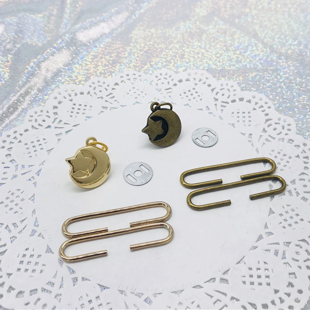 

DIY C shape coin bag making metal clasp with moon star hanging decoration magnet button purse frame 10sets/lot