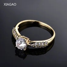 XIAGAO, модные свадебные кольца для женщин, кольца золотого цвета, кубические кристаллы циркония ААА, Брендовое женское кольцо,, ювелирные изделия XGR140