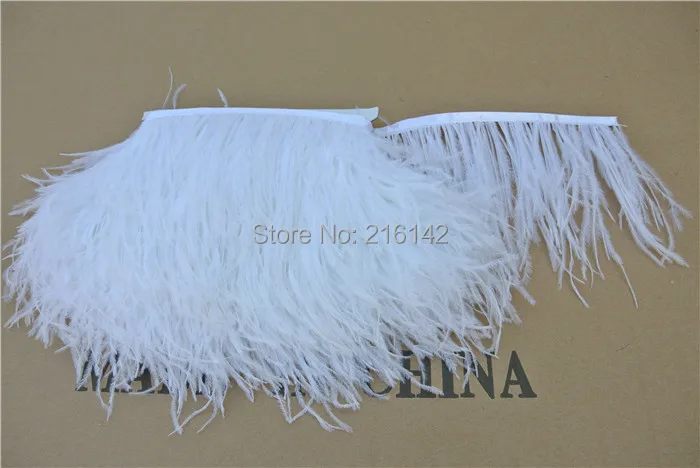 Hackle feather fringe of ivory color 2 meter trim