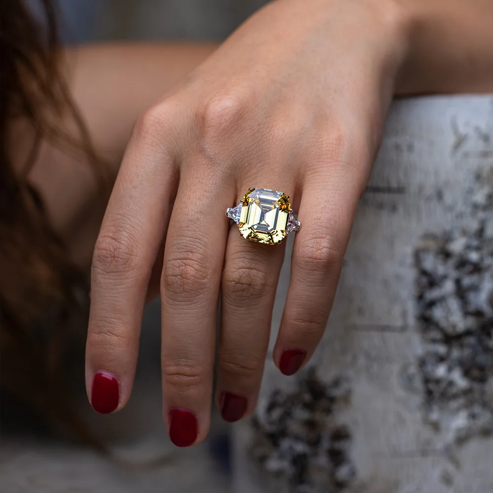 Роскошные женские обручальные кольца PANSYSEN из муассанита с драгоценным камнем, настоящее 925 пробы Серебряное ювелирное изделие, размер 5-12
