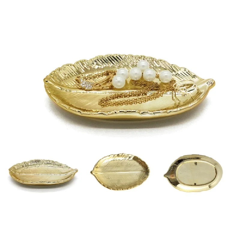 

Nordic Style Ceramic Pineapple Leaf Shape Jewelry Dish Household Decoration Gold Leaf Ceramic Plate Dish Plate Porcelain