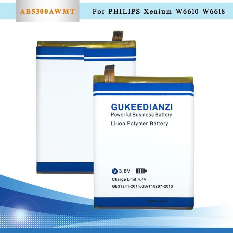 

GUKEEDIANZI AB5300AWMT Mobile Phone Li-ion Polymer Replacement 5300mAh High Capacity Safe Stable Battery For PHILIPS W6610 W6618
