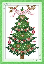 Рождество дерева натюрморт холст DMC вышивки крестом Наборы 100% точным напечатаны Вышивка DIY ручной иглы работы стене Домашний Декор