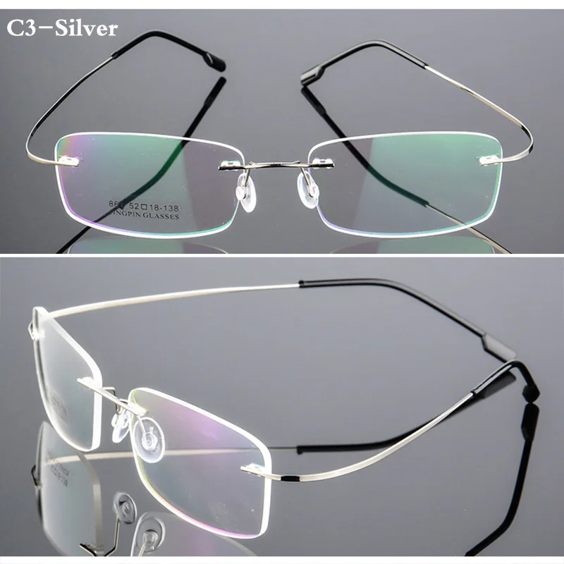 Оправа для очков, без оправы, ультра-светильник, очки для женщин и мужчин, компьютерные оптические очки для мужчин и женщин, прозрачные линзы RS100 - Цвет оправы: RS100 C03 Silver