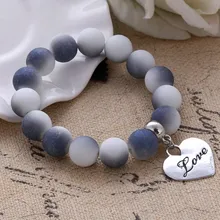 2016 Colorful Beads Charms Bracelets For Women and Men Jewelry Heart Pendant Bracelets & Bangles Pulseras Wholesale Price Gifts