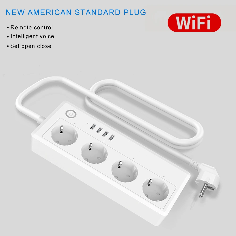 Smart Wifi Plug Power Strip Surge Protector Multiple Power Sockets 4 USB Port Voice Control for Amazon Echo Alexa's Google Home