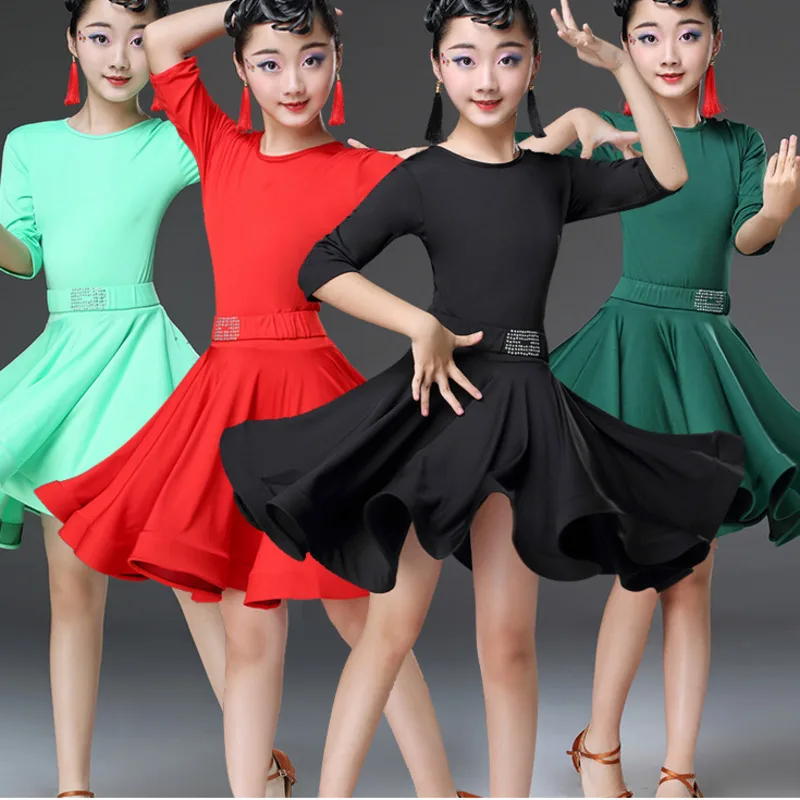 

2019 girls latin dresses for dancing ballroom dance dress rumba samba velvet children samba cha cha tango skirt standard salsa