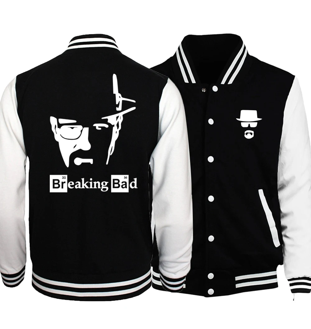 Breaking Bad плюс Размеры S-5XL Весенняя мужская куртка-бомбер Для мужчин куртки пальто Модные Для мужчин уличные спортивные костюмы бренд - Цвет: Black white