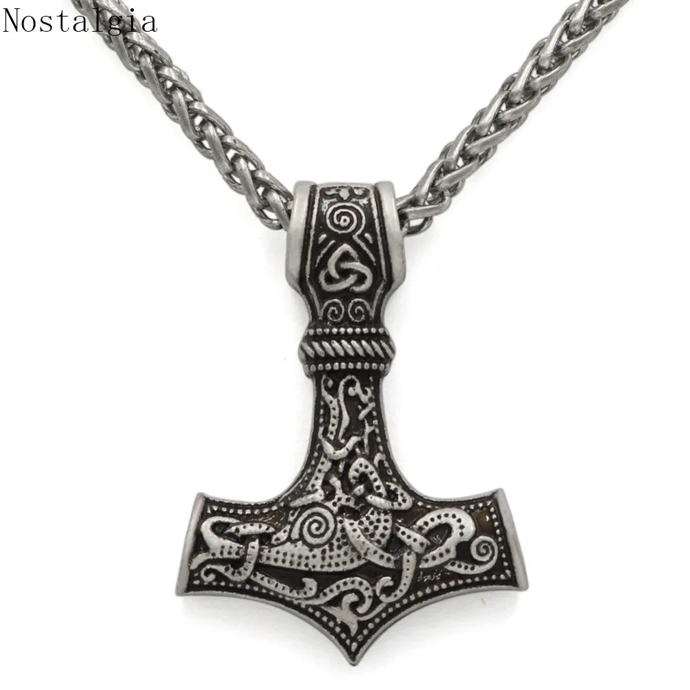 Молот Тора кулон Mjolnir амулет Norse ювелирные изделия винтажное ожерелье|Ожерелья с