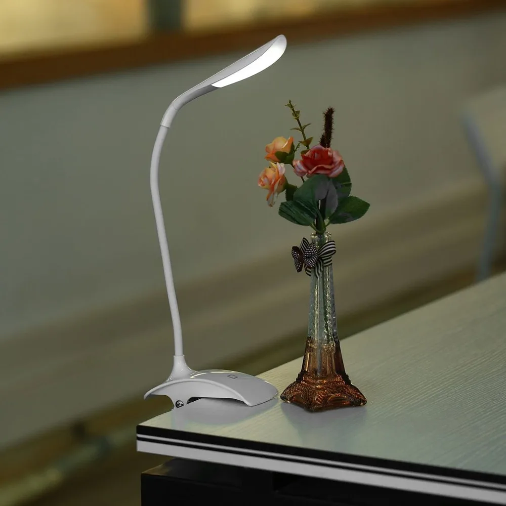 

ICOCO USB/Battery Power Clip on LED Desk Lamp White 14 LED Table Light Bedside Book Reading Lamp for Bed