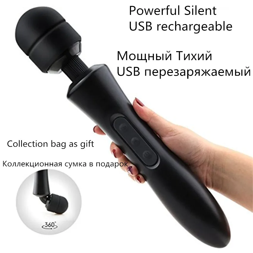 Мощный G Spot Oral Clit волшебная палочка AV массажер для тела вибратор секс продукт USB
