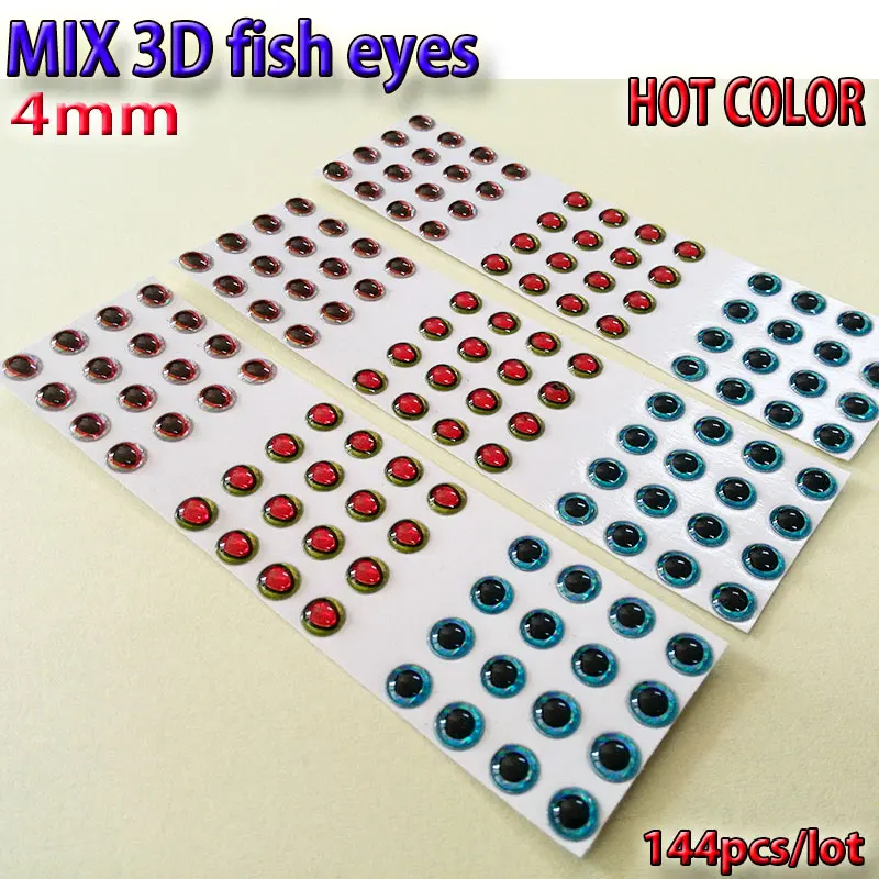 2017MIX рыболовная приманка глаза для ловли нахлыстом рыбий глаз материал для завязывания мушек, приманка для наживки серебро+ золото+ красный микс toatl 150 шт./лот - Цвет: flash 4mm 144pcs