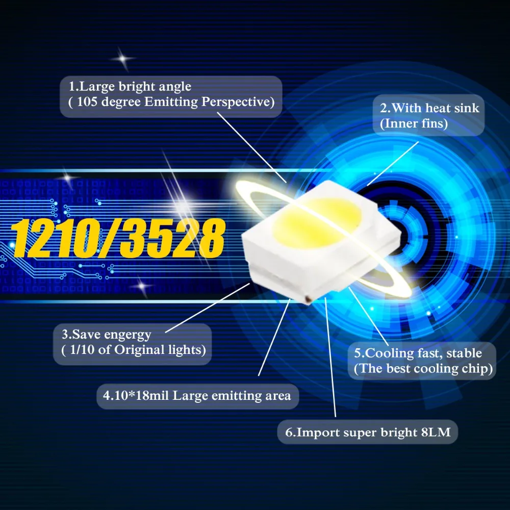 Автомобильный инструмент AutoEC 10X светильник T3 T4.2 1210 3528 T4.7 5050 1 SMD светодиодный 12 в