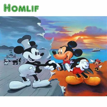 

HOMLIF 5D DIY Diamond Painting cartoon diamond embroidery cross stitch for christmas decoration mickey mouse Picture diamond