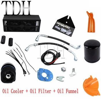 

For Harley Dyna Road King Electra Glide FLHT FLHR FLTR Motorcycle Black Oil Cooler+Oil Filter+Oil Funnel Radiator 1993-2017