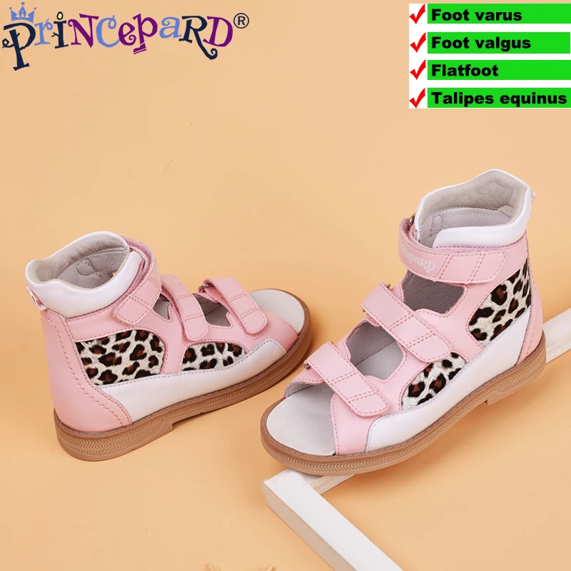 Princepard/Новинка года; летние сандалии для девочек; детская ортопедическая обувь; цвет розовый; верх из натуральной кожи; Размеры 20-36