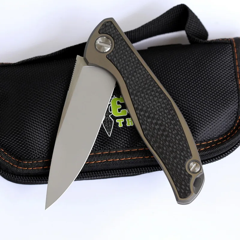Зеленый шип M390 сталь титан CF ручка F95 Флиппер Складной нож Открытый Отдых Охота карманные ножи Коллекция EDC инструменты