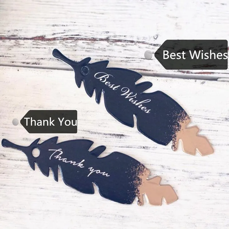 

50pcs Feather Shape Labels For Gift Packing Handmade Jewelry Charms Tag Wedding Favors Cookies Decorative Tag