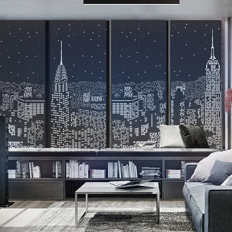 

City light glass sticker shading transparent opaque decorative sunscreen insulation film electrostatic frosted glass film