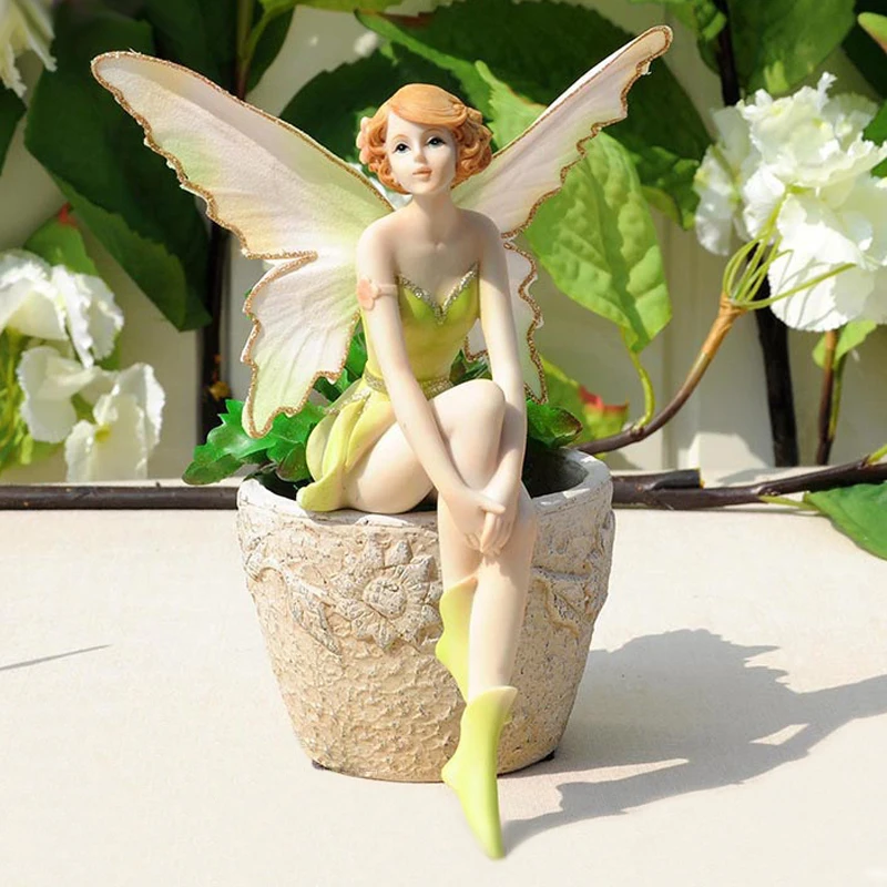 Comprar Q glory hermosa chica regalos creativos adornos de Ángel de resina decoración del hogar miniatura flor hadas figuritas decoración de la boda
