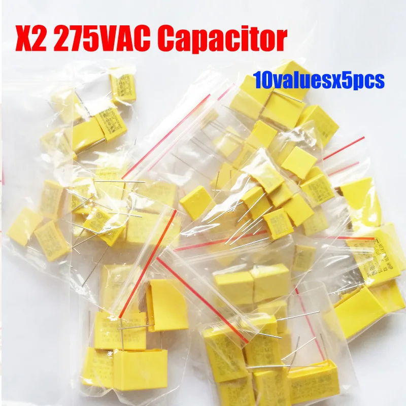 

10 ценностей X 5 шт. = 50 шт. X2 предохранительный конденсатор 102 в переменного тока 105K-K смешанный комплект 1 нФ ~ 1 мкФ