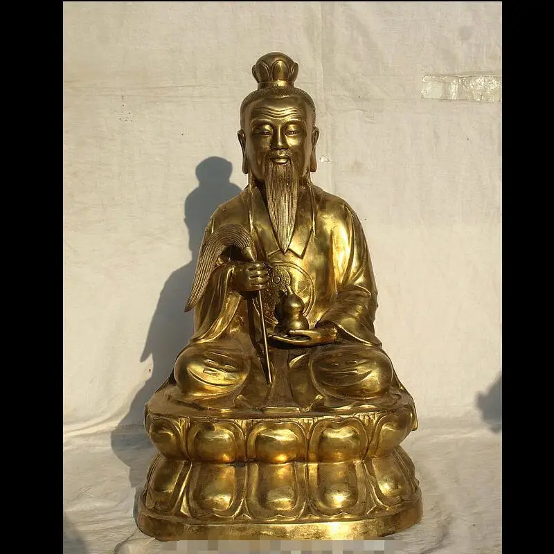 

wan67104088+++22" Big Chinese Taoism Brass Seat Tai Shang Lao Jun Taoist Priest Priest Statue