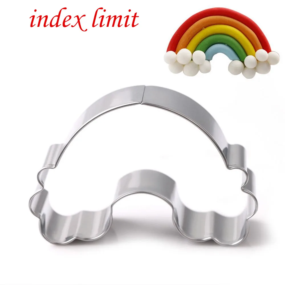 INDEX LIMIT 1pc Rainbow Shape Cookie Cutter 3D Stainless Steel Fondant Cake Decorating Tools DIY Pastry Biscuit Baking Molds