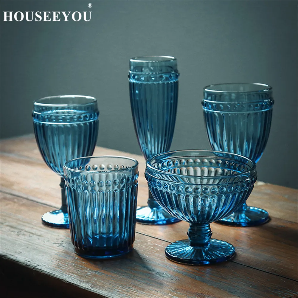 Столовое стекло. Стеклянная посуда. Бокалы цветные. Посуда из синего стекла. Цветное стекло посуда.