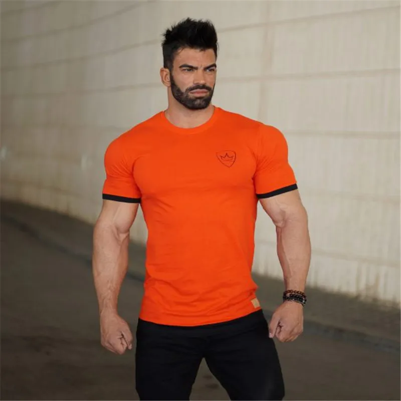 

mens brand cotton Slim Fit Tees Men Patchwork T-Shirts Compression Shirt Tops Bodybuilding Fitness O-Neck Short Sleeve T Shirt