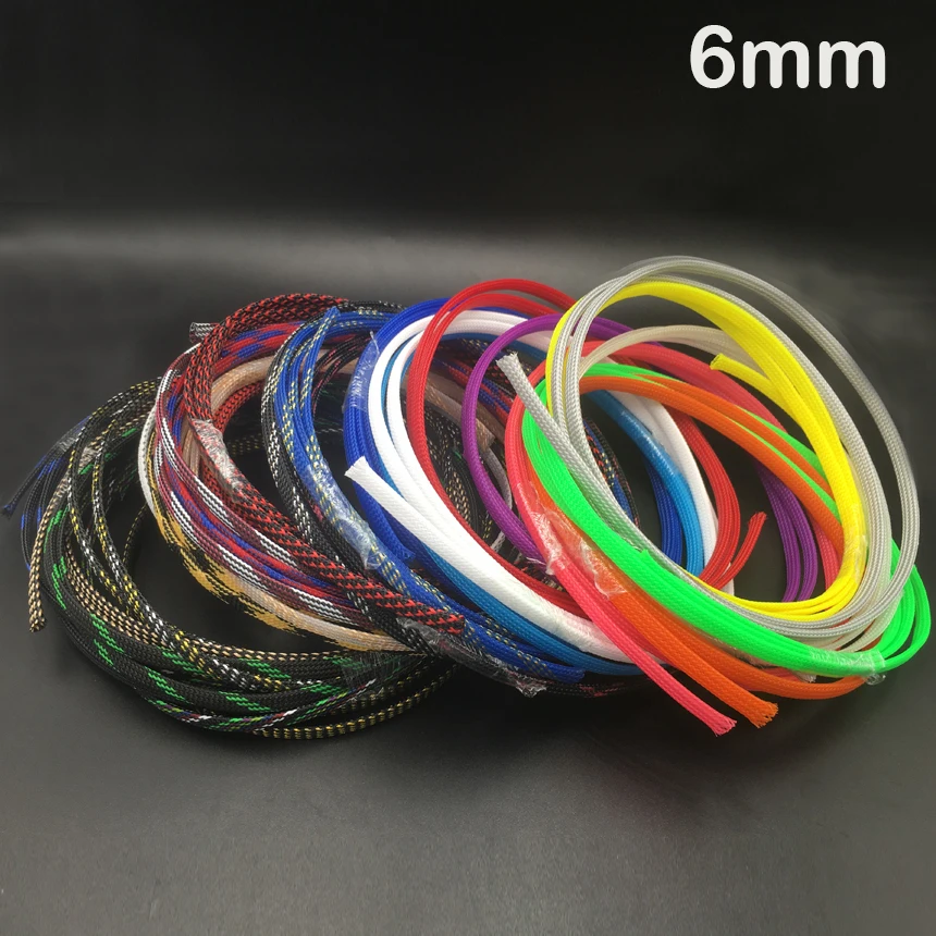 6mm Black Green Clear Pink High Density Mesh Guard RC Car Expandable Nylon Snakeskin Braid PET Protect Sheath Wire Cable Sleeve |