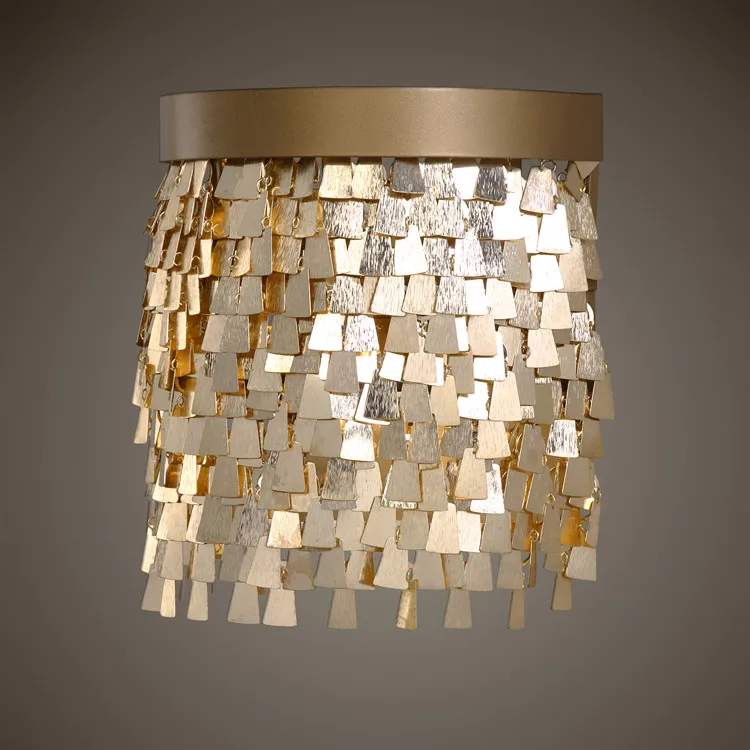 Современный Vintage Hanglamp French Gold блестками кисточкой круглый Подвесные огни
