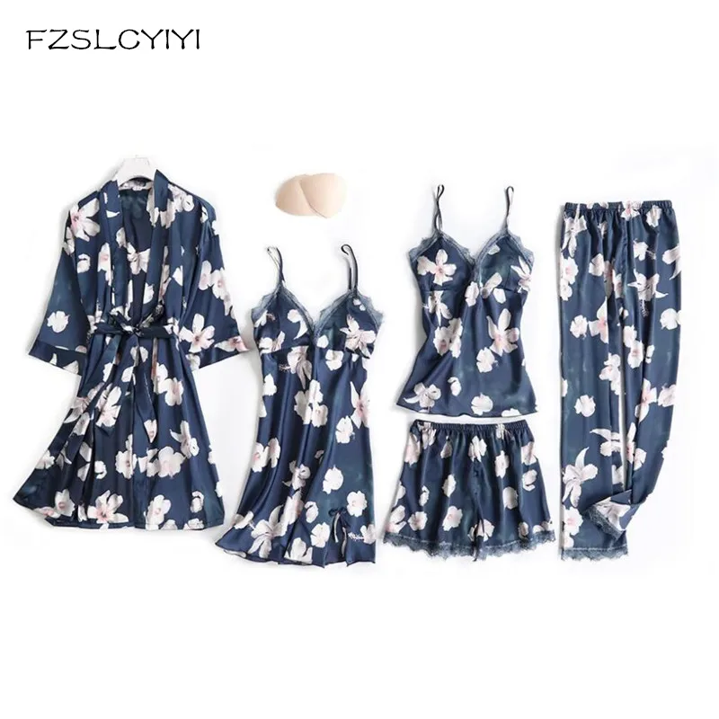 FZSLCYIYI нижнее белье женские летние Пижамные комплекты из пяти предметов с