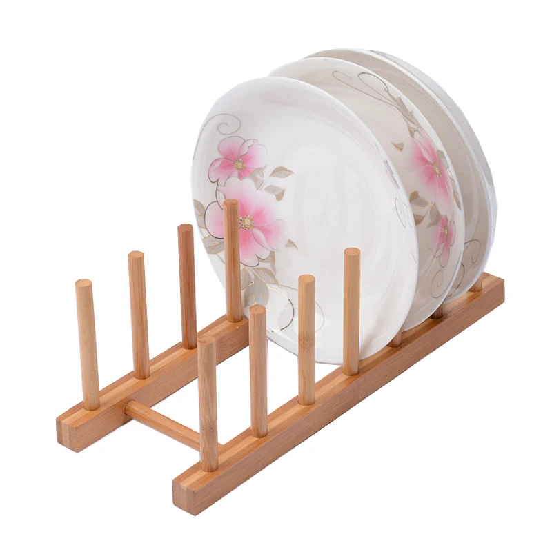 Hot sell Vintage wooden Plate Rack Wood Stand Display Holder Lids Holds