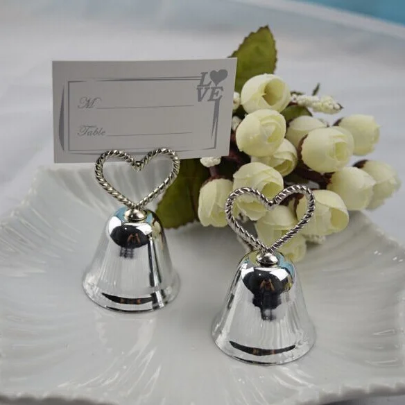 

Free Shipping 12PC Silver Jingle Bell Christmas Place Card Holder Table Numbers Holder Wedding Decoration Wedding Supplies