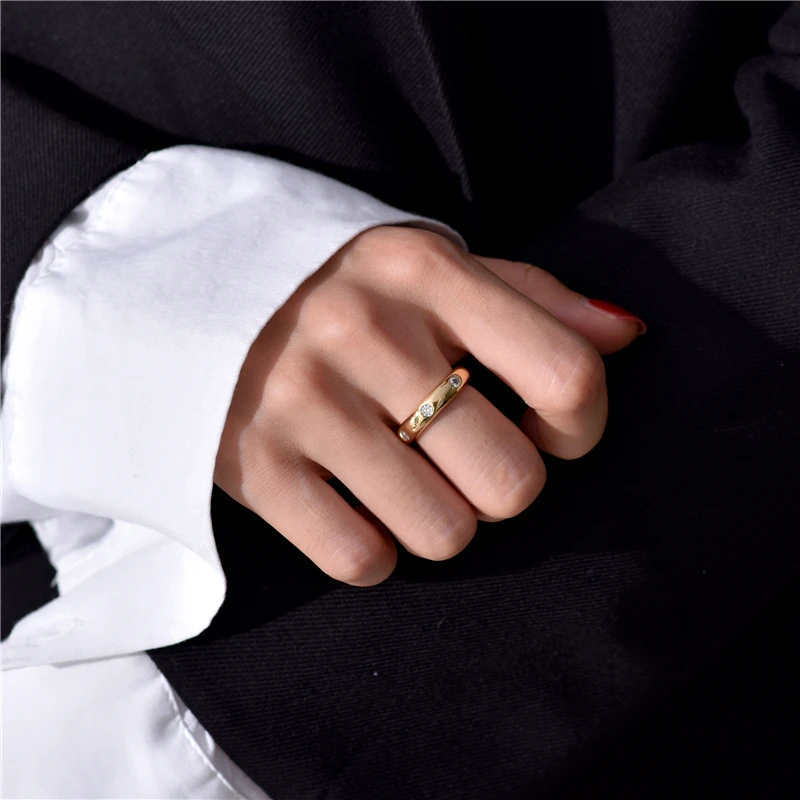 Кольцо из циркона в европейском и американском стиле, женское супер флэш-минималистичное ретро кольцо холодного ветра