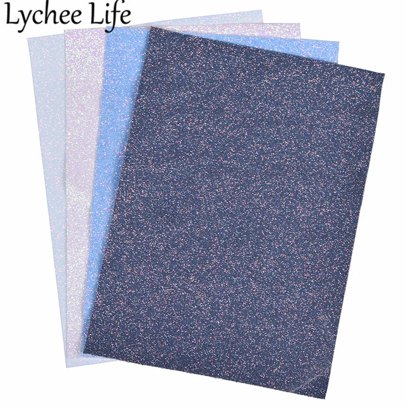

Lychee Life A5 Fine Glitter Leather Fabric Colorful 21x15cm Faux Fabric DIY Handmade Sewing Garment Clothes Accessories Supplies
