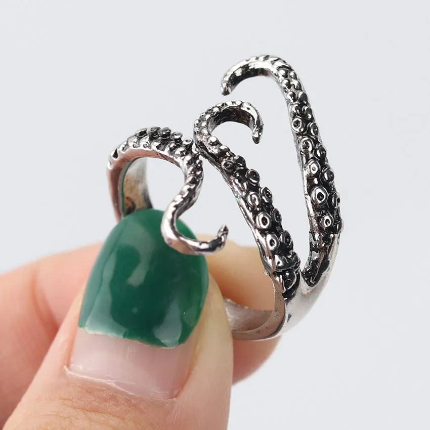 

1PC Octopus Feeler Adjustable Rings for Womens Mens Personality Ring Squid Feeler Punk Vintage Fingers Party Jewelry