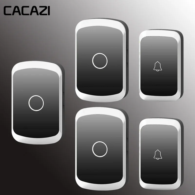 

CACAZI Wireless Doorbell Waterproof Battery Button 300M Remote US EU UK Plug Receiver Home Cordless Bell 36 Chimes 4 Volume