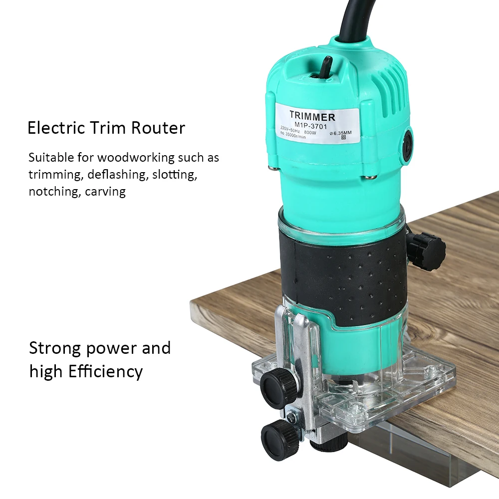 

KKmoon 110V 800W Trim Router with Transparent Base Edge Guide Wood Laminate Electric Trimmer Compact Palm Router Corded