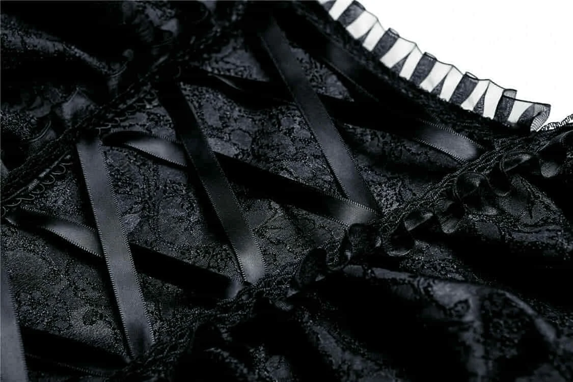 Darkinlove, женское готическое платье, черное, викторианский стиль, вечернее, кружевное, с оборками, короткое платье