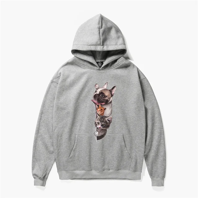 Funny Animal Print Hoodies Women/Men New Hooded Sweatshirt Long Sleeve