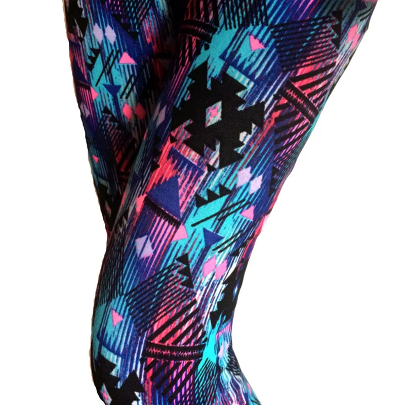 LNRRABC женские зимние рождественские обтягивающие Стрейчевые штаны средней длины до щиколотки с принтом, девять штанов, женская одежда и аксессуары - Цвет: Geometric Space