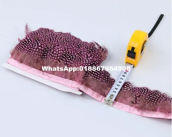 

Guinea fowl feather Fringe Trim 10 yard Pink color for Sewing Crafts Free Shipping A feather decorated scarf with a bridal gown