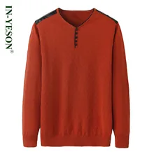 2017 New Brand IN-YESON Sweater Men Pullovers V-Neck Patchwork Solid Color Pull Homme Long Sleeve Men Sweater Cashmere Knitwear