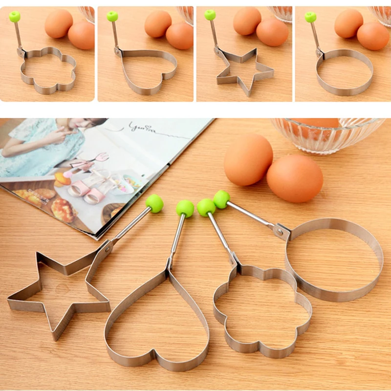 

2*4Pcs/set Stainless Steel Cute Shaped Fried Egg Mold Pancake Rings Cooking Mold Kitchen Tool