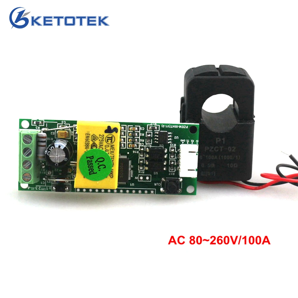 

AC 80-260V 100A Electric Communication Module Power Energy Monitor AC Voltmeter Ammeter with PZCT-02 CT